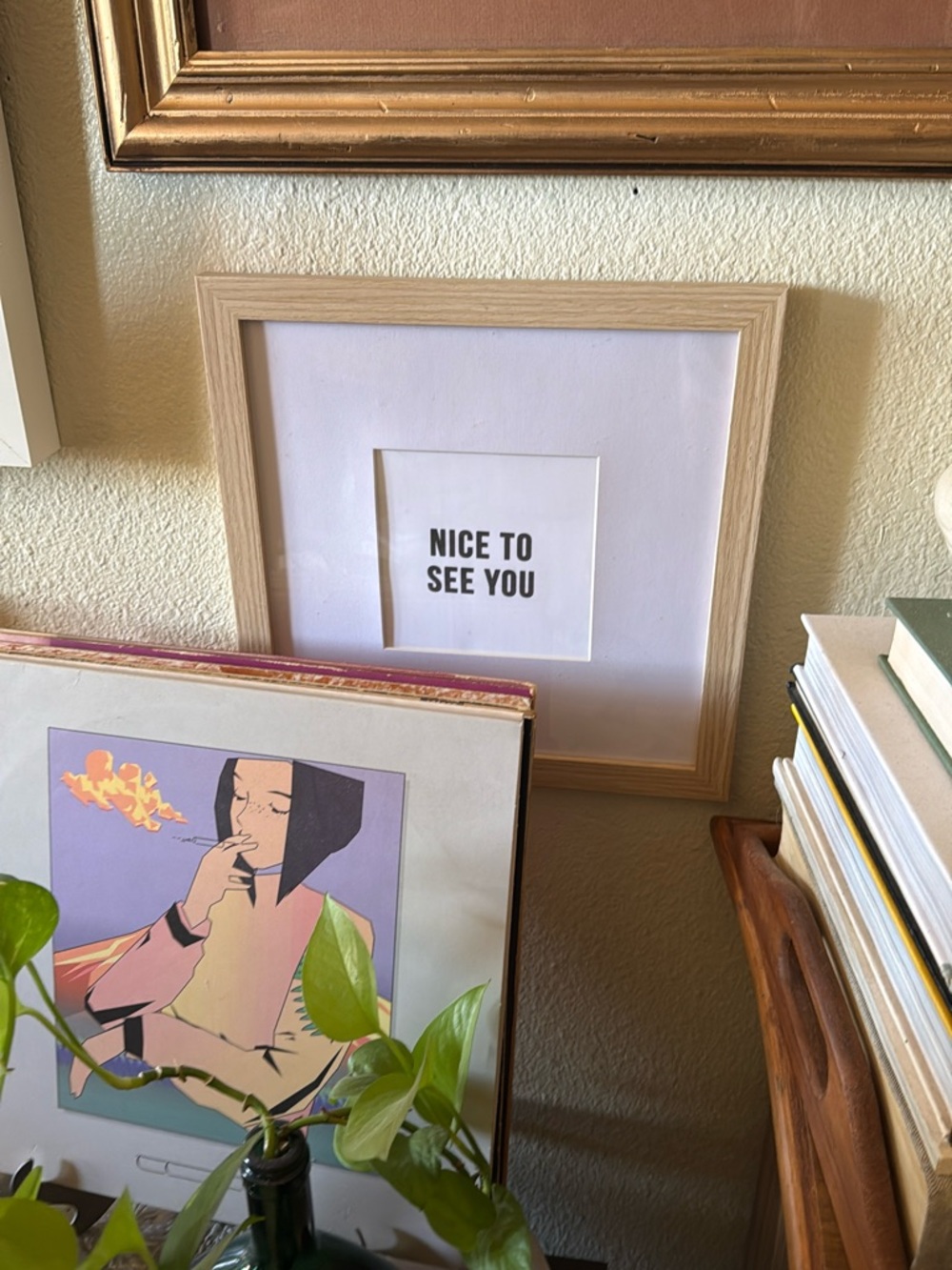 Framed square Art Print with 'Nice to See You' Text